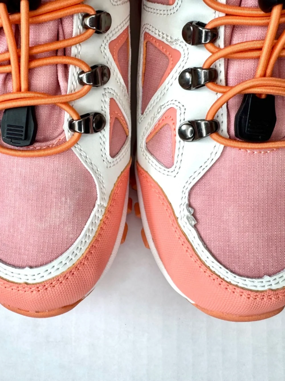 R Cord Hiking Boots/Big Kids/High Top/Drawstring/Peach & White/Waterproof/Sz 5